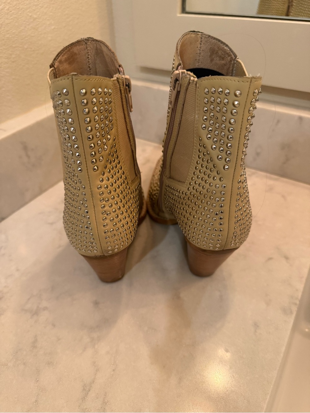 Jeffrey Campbell Beige Studded Pointed-Toe Ankle Boots - Picture 2 of 6